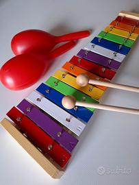 Set strumenti musicali metallofono e xilofono