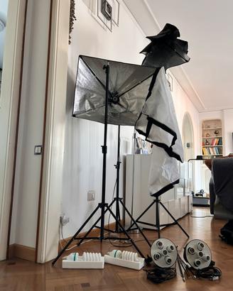 Set illuminazione fotografica 11 lampade + softbox