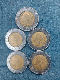 5 pezzi da 500 lire  