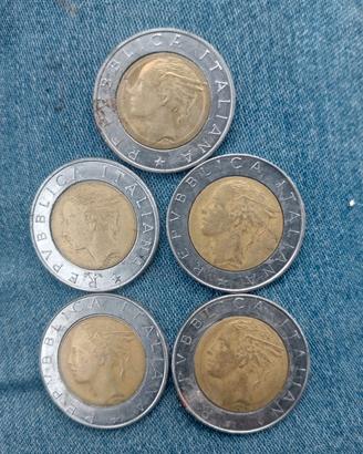 5 pezzi da 500 lire  