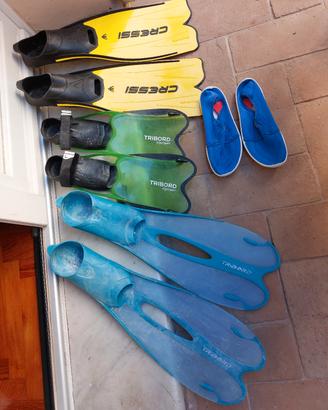 Pinne set da snorkeling 3 paia e scarpe da scoglio