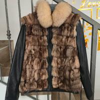 Giacca in pelle e vera pelliccia