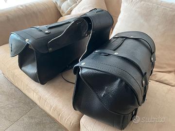 borse moto in cuoio nero