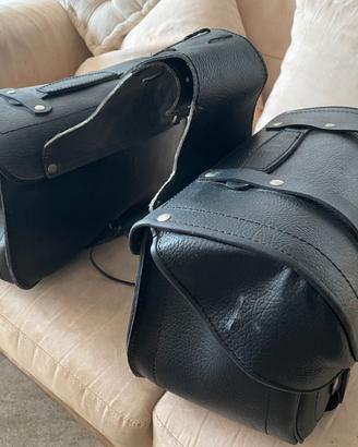 borse moto in cuoio nero
