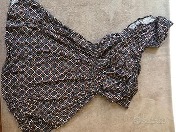 Abito monospalla fantasia blu-marrone I Am TG. S