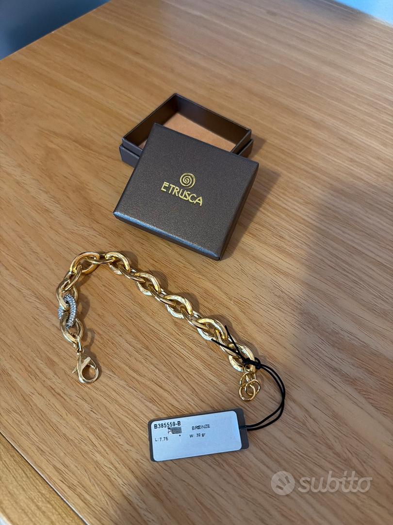 etrusca GIOIELLI Bracciale Donna placcato Oro 18k – Bracciale Dorato con Sfere Martellate – Gioielli Made in Italy – Braccialetto Idea Regalo Compleanni, Anniversari, Festa Donna, Festa Mamma
