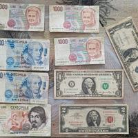 vecchie lire dollaro verde rosso blu 