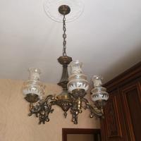 Lampadario di ottone vintage 6 lampade e abatjours