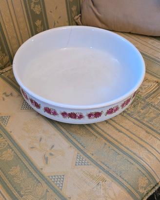 Catino in ceramica bianco decorato con rose rosse