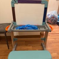 Scrivania bambini con lavagna, calamite e panchina