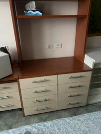 Cassettiera librerie, letto singolo con cassetti