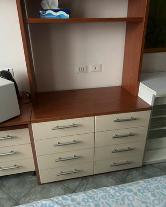 Cassettiera librerie, letto singolo con cassetti