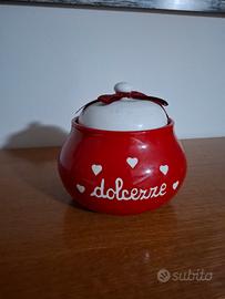 Biscottiera in ceramica rossa