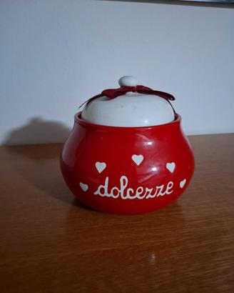 Biscottiera in ceramica rossa