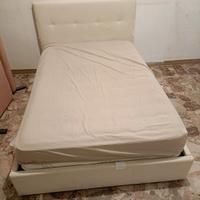 Letto contenitore 1 piazza e mezza ecopelle bianco