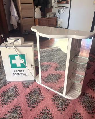 Mobile bagno con specchio e luce e armadietto PS