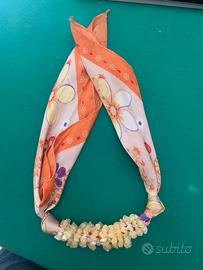 Collana foulard in stoffa con pietruzze stile boho