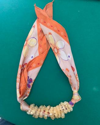 Collana foulard in stoffa con pietruzze stile boho