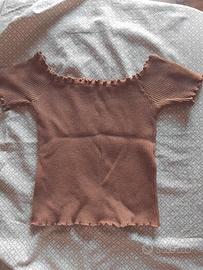top corto beige in maglia taglia XS