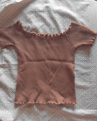 top corto beige in maglia taglia XS