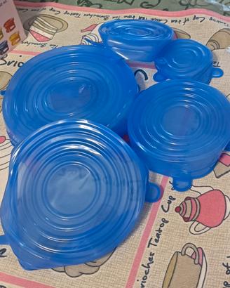 Tappi in silicone per coprire ciotole o barattoli 