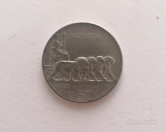 Moneta 50 centesimi "Leoni" bordo rigato