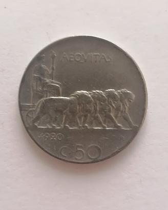 Moneta 50 centesimi "Leoni" bordo rigato