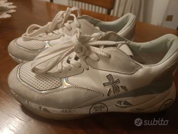 sneakers donna premiata bianche e azzurro