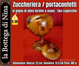 Zuccheriera in legno di ulivo da collezione