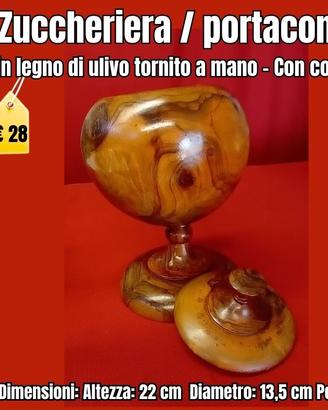 Zuccheriera in legno di ulivo da collezione