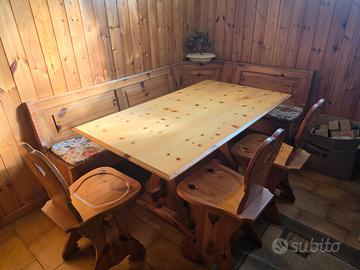 Giropanca angolare in legno massello