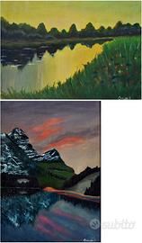 2 Stampe Fotografiche Dipinto Olio su Tela