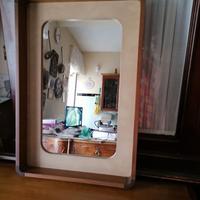 Nr. 1 specchio in legno e pelle vintage anni 80