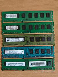 Lotto 5 RAM DDR3 desktop (2x8GB, 4GB, 2GB, 1GB)