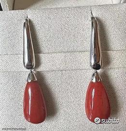 ORECCHINI ORO BIANCO 18kt. CON CORALLI NATURALI