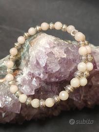 bracciale agata e acciaio su filo Memory wire 