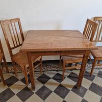 mobili antichi, tavolino + 6 sedie in ciliegio
