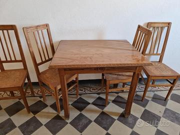 mobili antichi, tavolino + 6 sedie in ciliegio