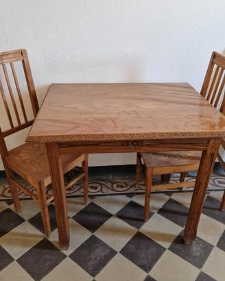 mobili antichi, tavolino + 6 sedie in ciliegio