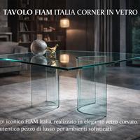 Tavolo FIAM Italia CORNER cristallo curvato