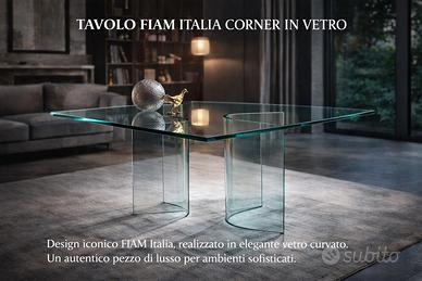 Tavolo FIAM Italia CORNER cristallo curvato