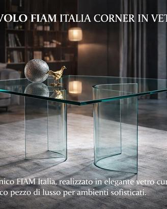 Tavolo FIAM Italia CORNER cristallo curvato