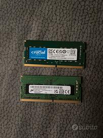 Ram 16 gb ddr4 crucial 3200 Mhz per laptop
