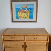 Mobile vintage anni 70 bamboo e vimini