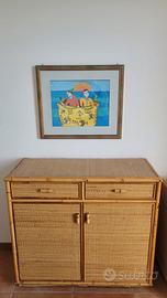 Mobile vintage anni 70 bamboo e vimini