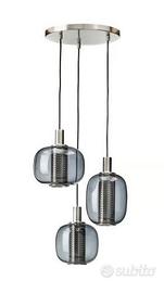 Lampadario moderno con paralumi in vetro fumé