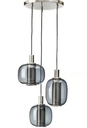Lampadario moderno con paralumi in vetro fumé