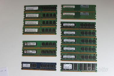 Lotto (UNO) ram DDR2 in tagli misti 5x256Mb 9x512