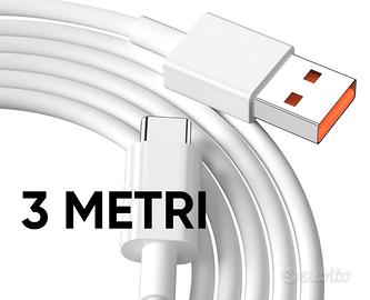 CAVO TIPO C 3 METRI CAVETTO USB TO TYPE C RICARICA