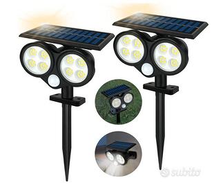 2 Luci Solari 48 LED Sensore Movimento IP67